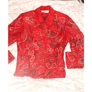 ANAGE too Blazer Womens Med Jacket Embellished Sequin Y2K Red 90s Aesthetic